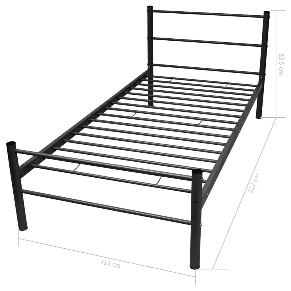 Black Metal King Single Bed Frame Slatted Base Bedroom Furniture No Mattress