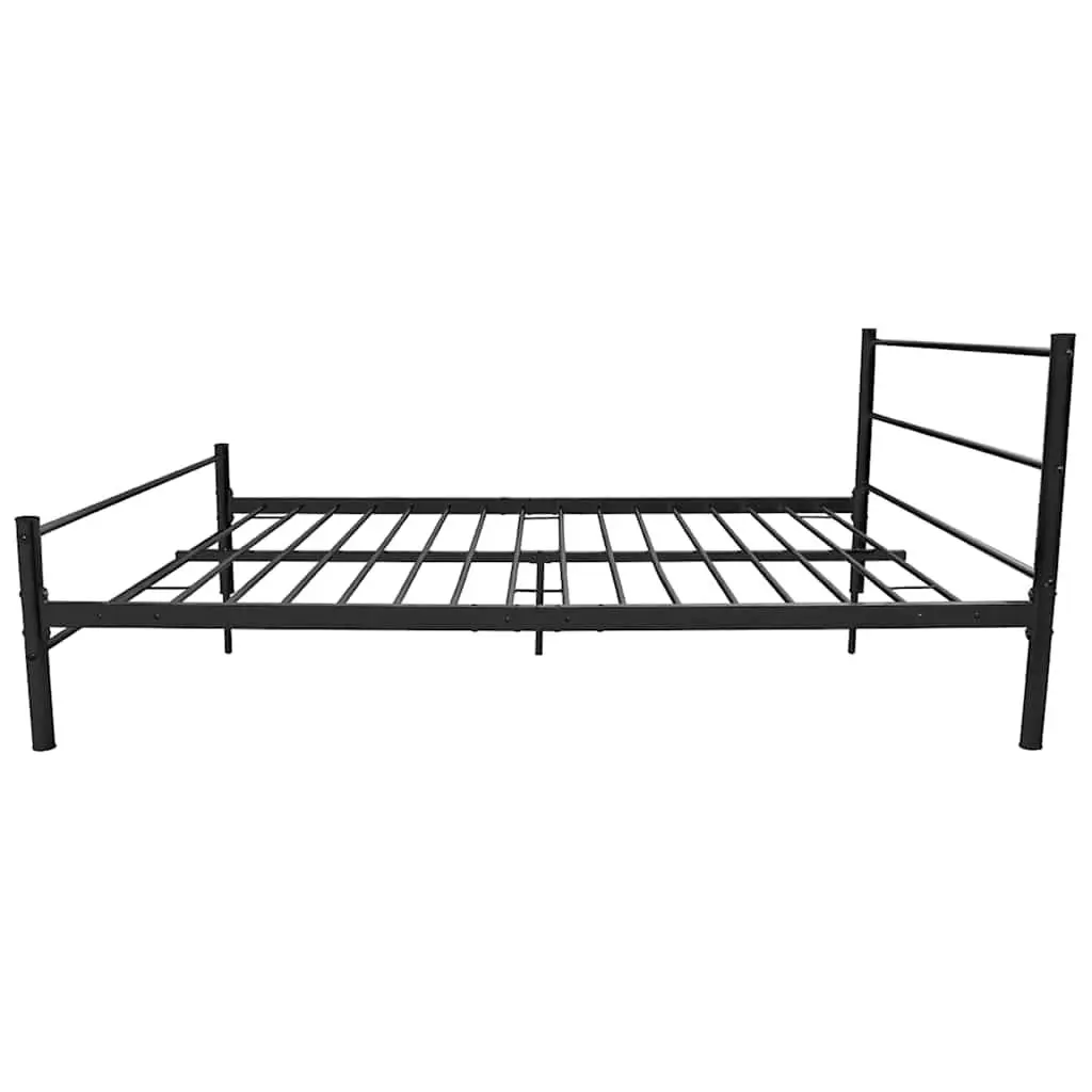 Double Bed Frame Black Metal Slatted Base 187 x 137 cm