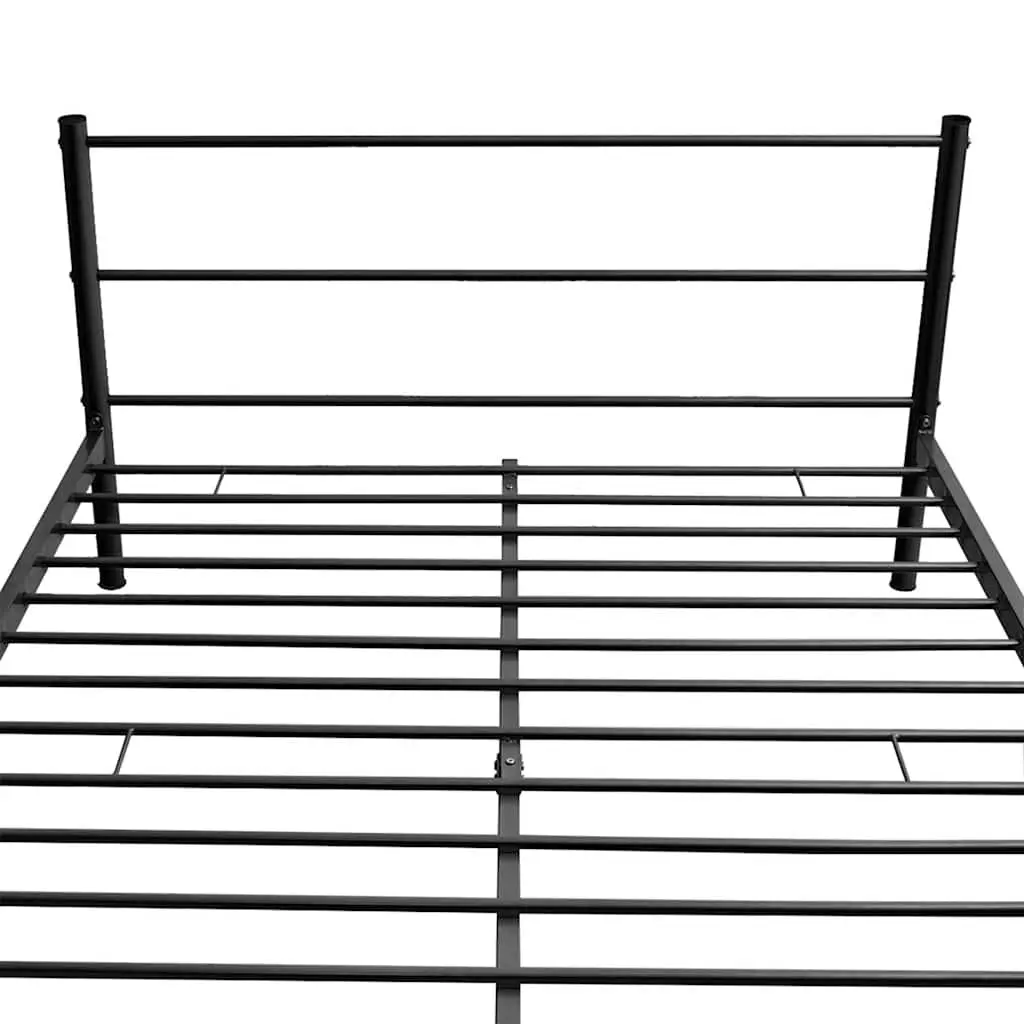 Double Bed Frame Black Metal Slatted Base 187 x 137 cm