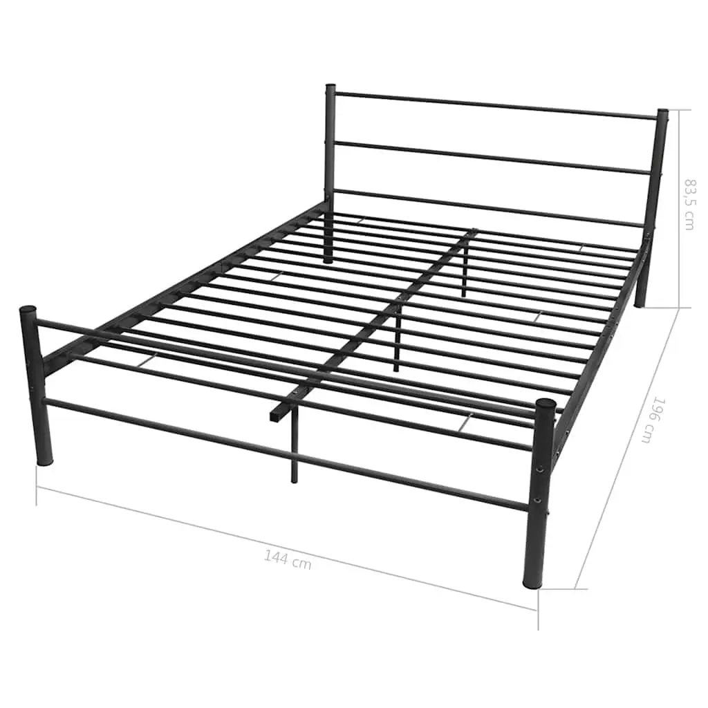 Double Bed Frame Black Metal Slatted Base 187 x 137 cm