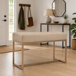 Comfortable Beige Velvet Bench for Any Room