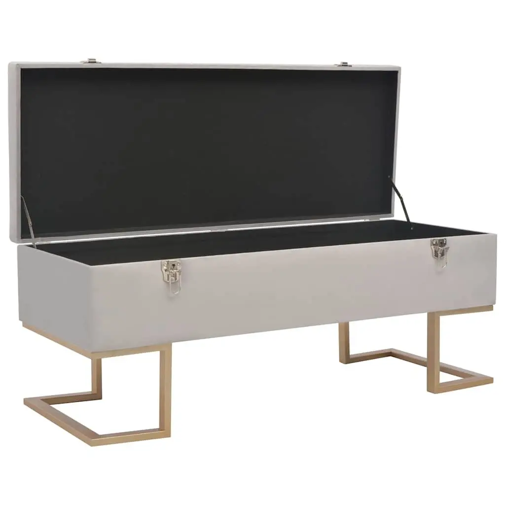 Grey Velvet Storage Bench