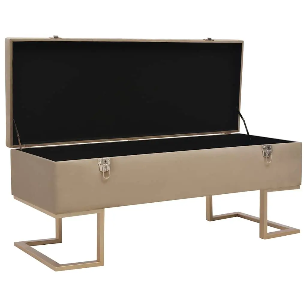 Storage Bench Interior Compartment 105 cm Beige Velvet Upholstered Seating