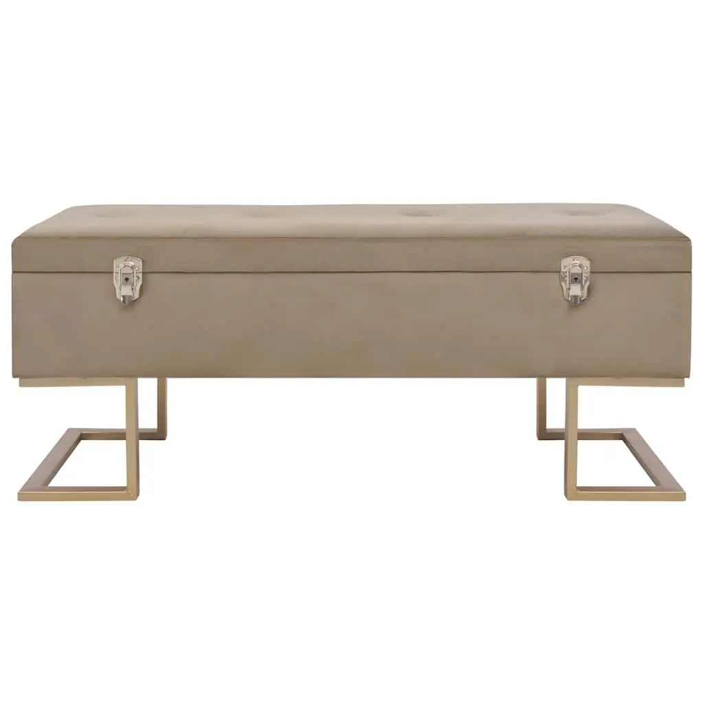 Storage Bench Interior Compartment 105 cm Beige Velvet Upholstered Seating