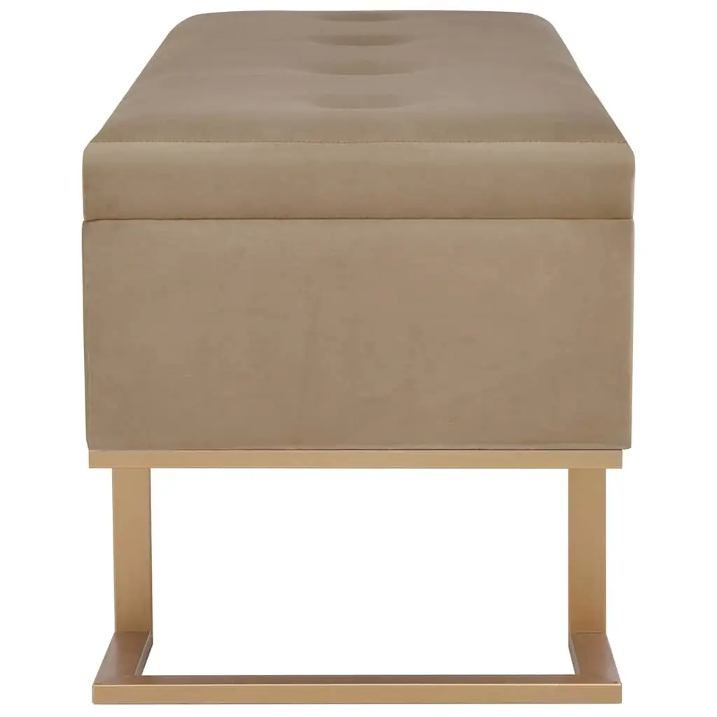 Storage Bench Interior Compartment 105 cm Beige Velvet Upholstered Seating