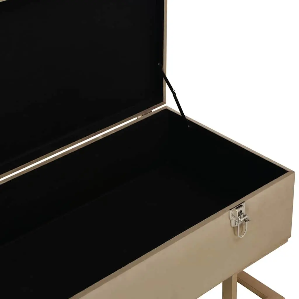 Storage Bench Interior Compartment 105 cm Beige Velvet Upholstered Seating