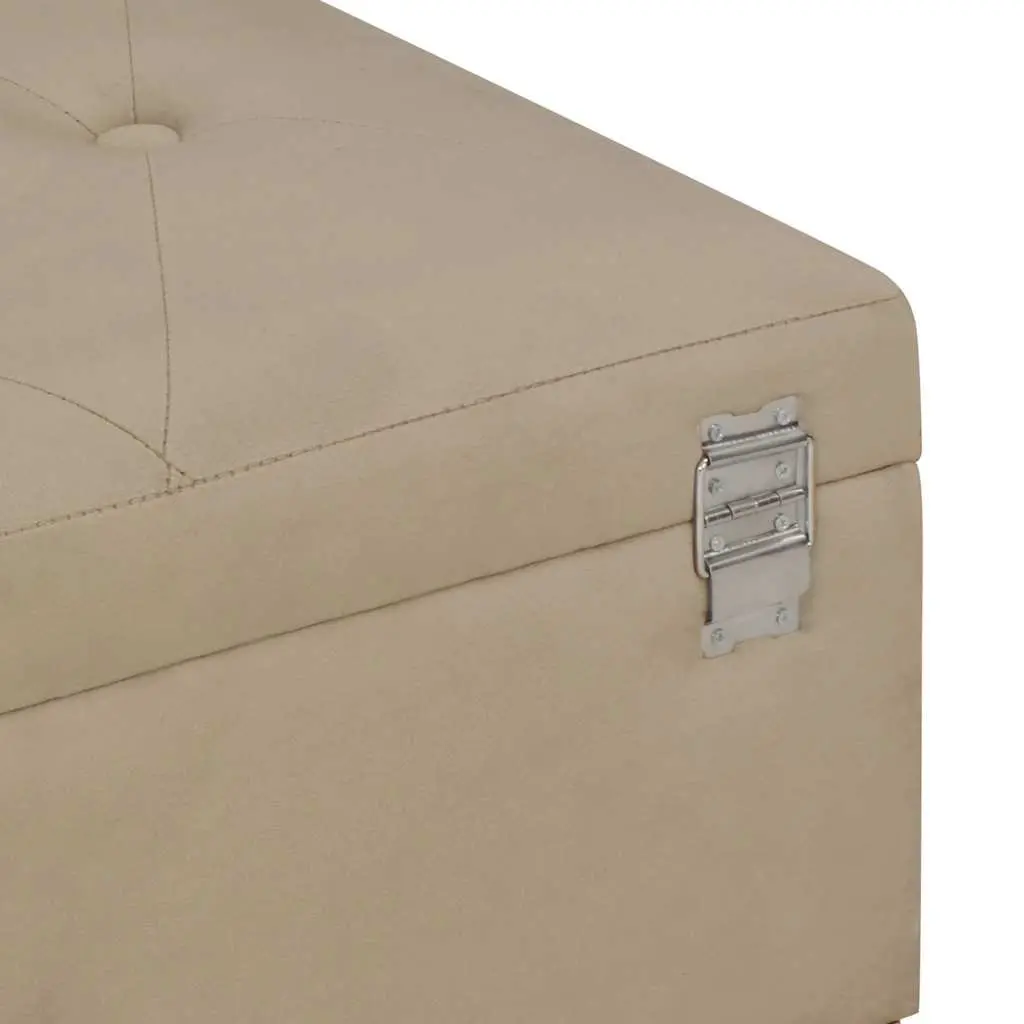 Storage Bench Interior Compartment 105 cm Beige Velvet Upholstered Seating