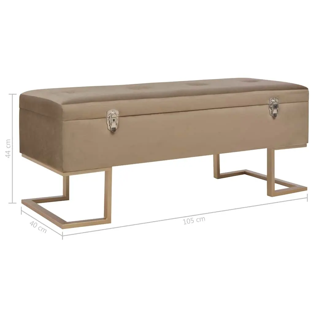 Storage Bench Interior Compartment 105 cm Beige Velvet Upholstered Seating