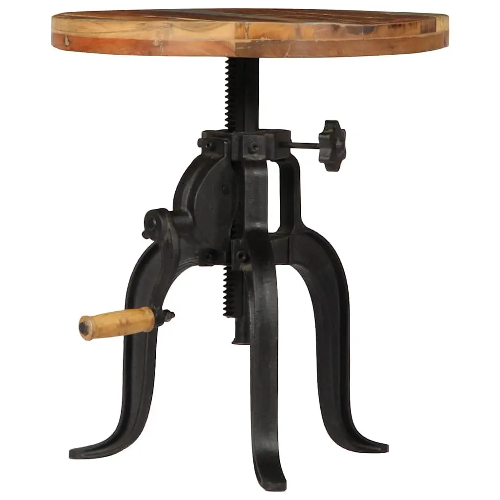 Adjustable Side Table 45-62cm Reclaimed Wood Cast Iron Legs Accent End Table