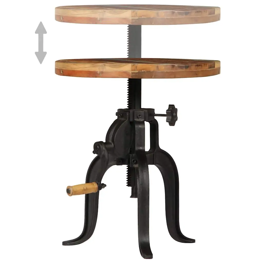 Adjustable Side Table 45-62cm Reclaimed Wood Cast Iron Legs Accent End Table