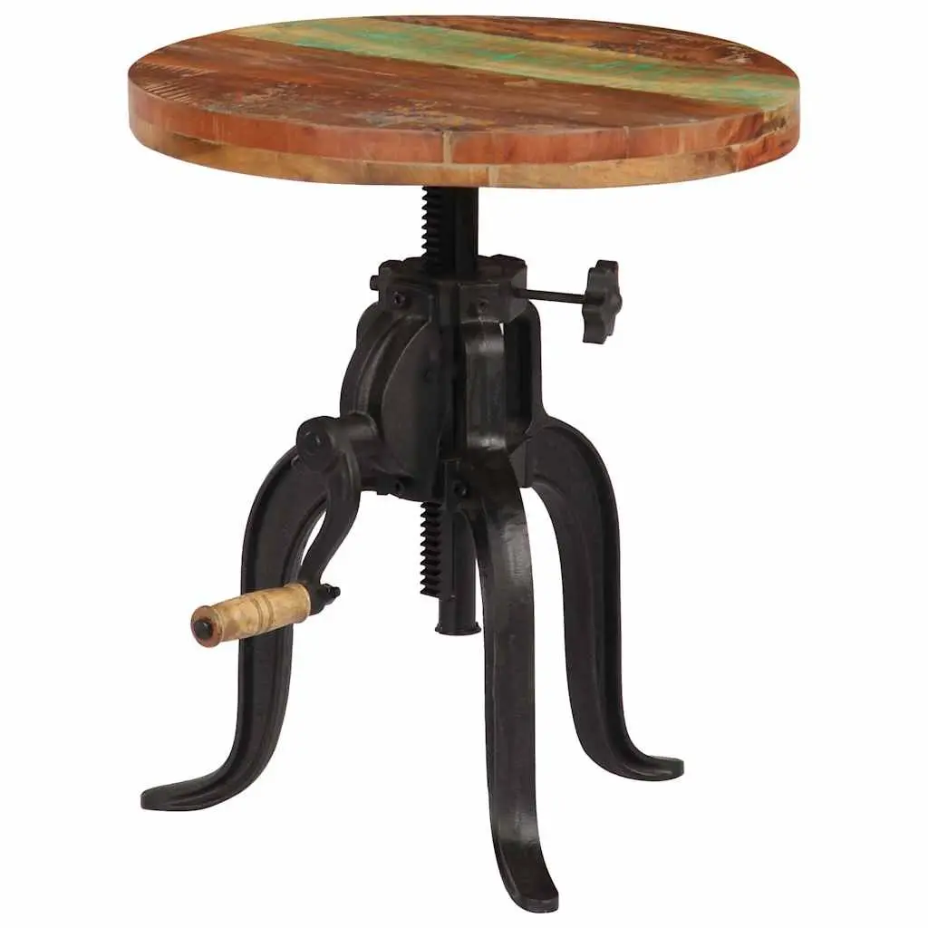 Adjustable Side Table 45-62cm Reclaimed Wood Cast Iron Legs Accent End Table