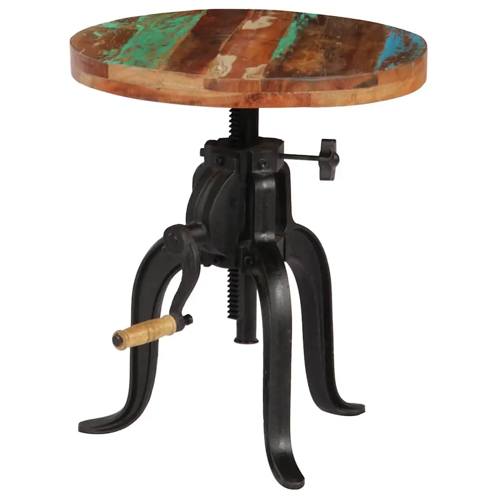Adjustable Side Table 45-62cm Reclaimed Wood Cast Iron Legs Accent End Table
