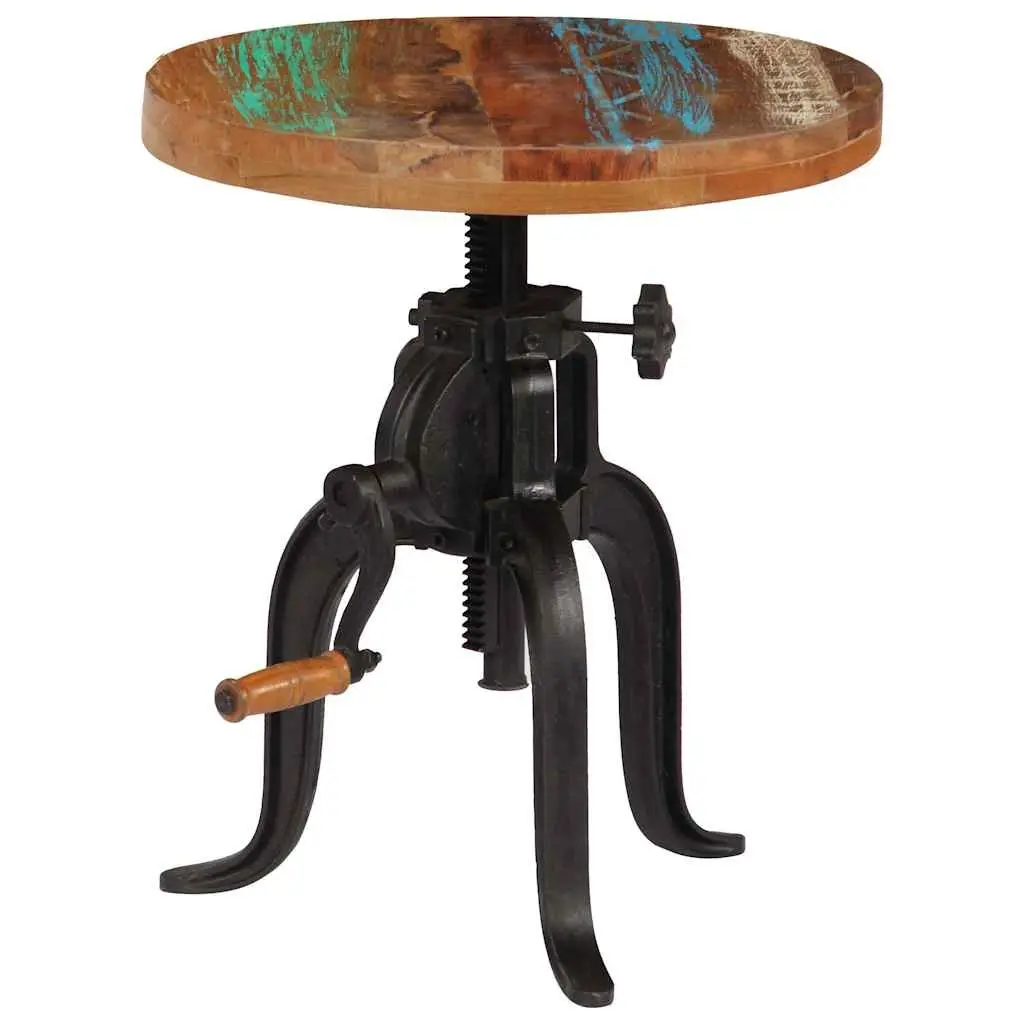 Adjustable Side Table 45-62cm Reclaimed Wood Cast Iron Legs Accent End Table