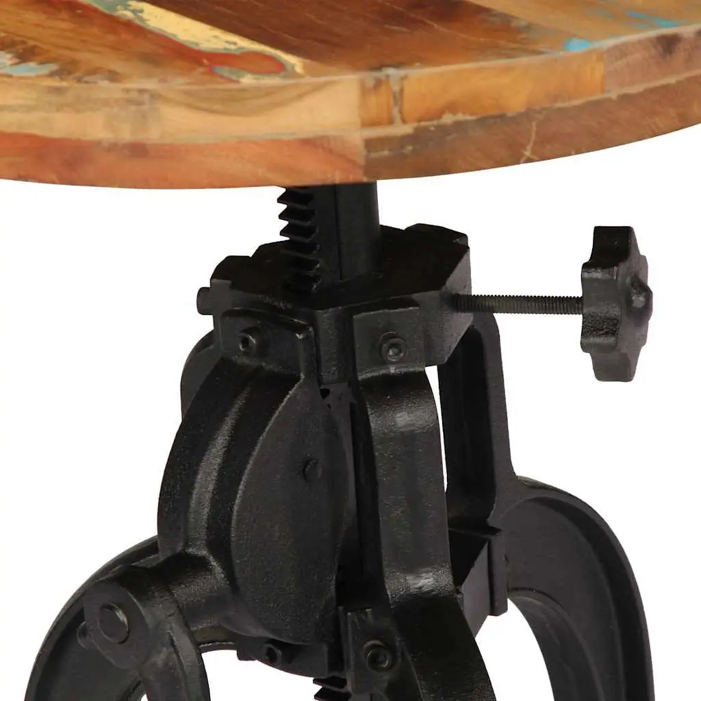 Adjustable Side Table 45-62cm Reclaimed Wood Cast Iron Legs Accent End Table