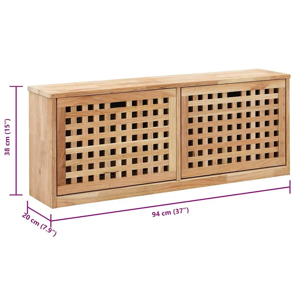 Wooden Shoe Storage Bench Brown Hallway Seating Organiser Lattice Design