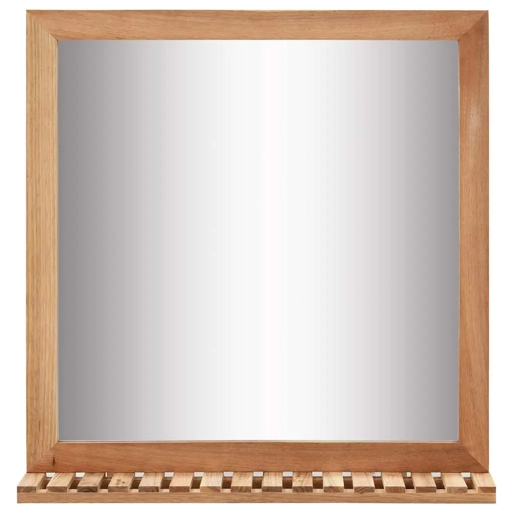 Bathroom Mirror with Shelf 60x12x62 cm Solid Walnut Wood Frame Brown