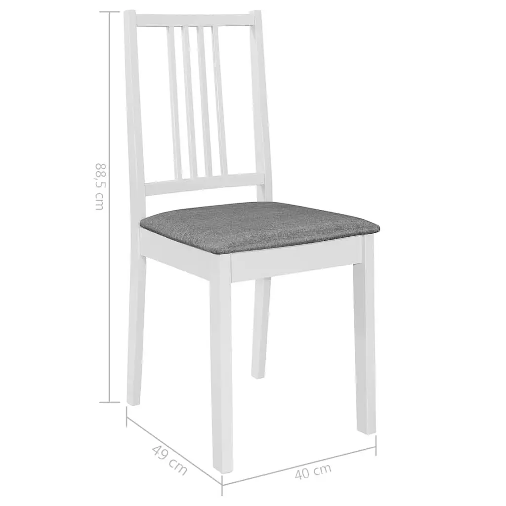 Dining Chairs Cushioned 4 Piece Solid Wood Kitchen Seating Set White