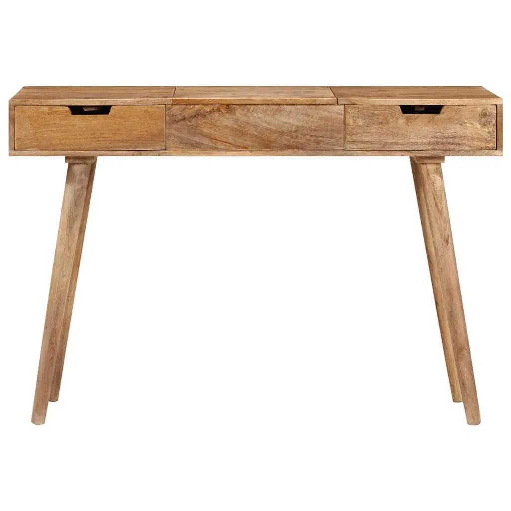 Dressing Table Bedroom Vanity 112x45x76 cm Brown Solid Mango Wood with Mirror 2 Drawers 4 Compartments