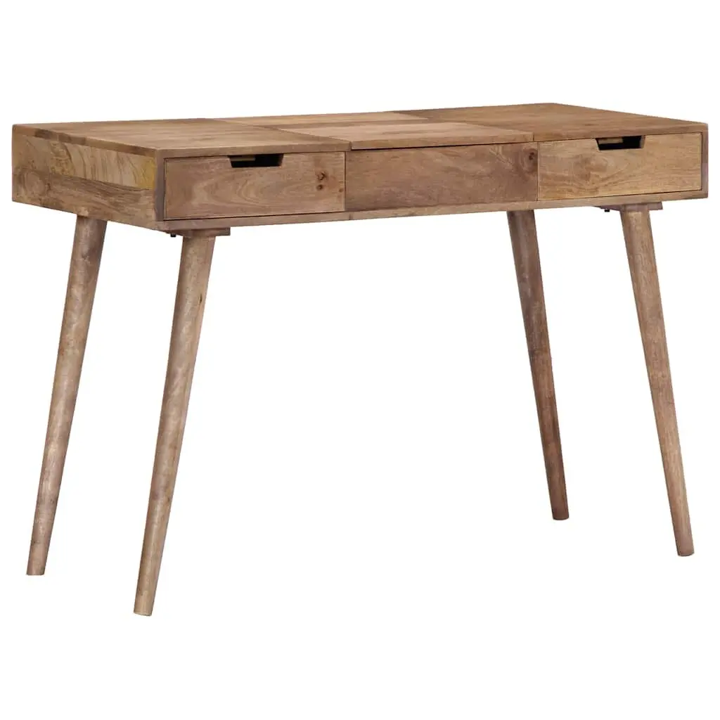 Dressing Table Bedroom Vanity 112x45x76 cm Brown Solid Mango Wood with Mirror 2 Drawers 4 Compartments