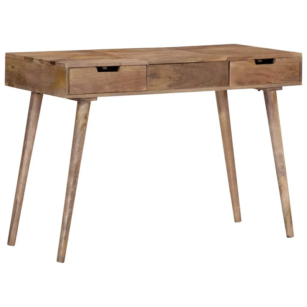 Dressing Table Bedroom Vanity 112x45x76 cm Brown Solid Mango Wood with Mirror 2 Drawers 4 Compartments
