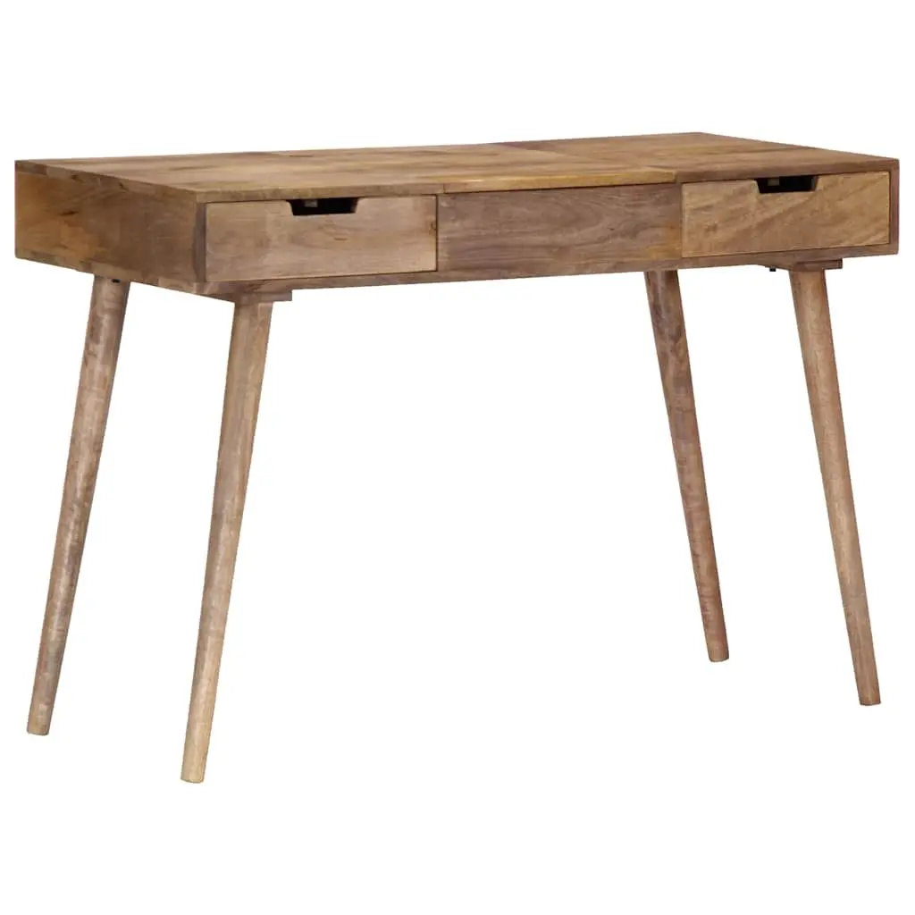 Dressing Table Bedroom Vanity 112x45x76 cm Brown Solid Mango Wood with Mirror 2 Drawers 4 Compartments