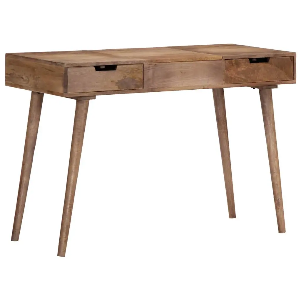 Dressing Table Bedroom Vanity 112x45x76 cm Brown Solid Mango Wood with Mirror 2 Drawers 4 Compartments
