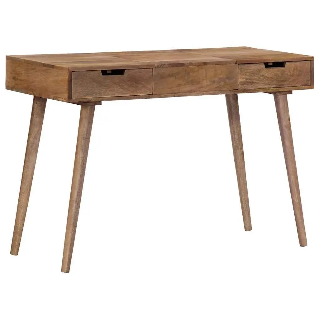 Dressing Table Bedroom Vanity 112x45x76 cm Brown Solid Mango Wood with Mirror 2 Drawers 4 Compartments