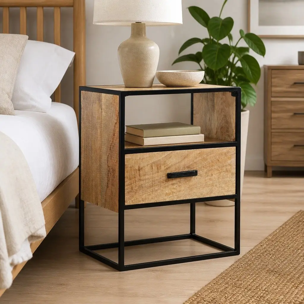 Bedside Table in Brown with Storage Options