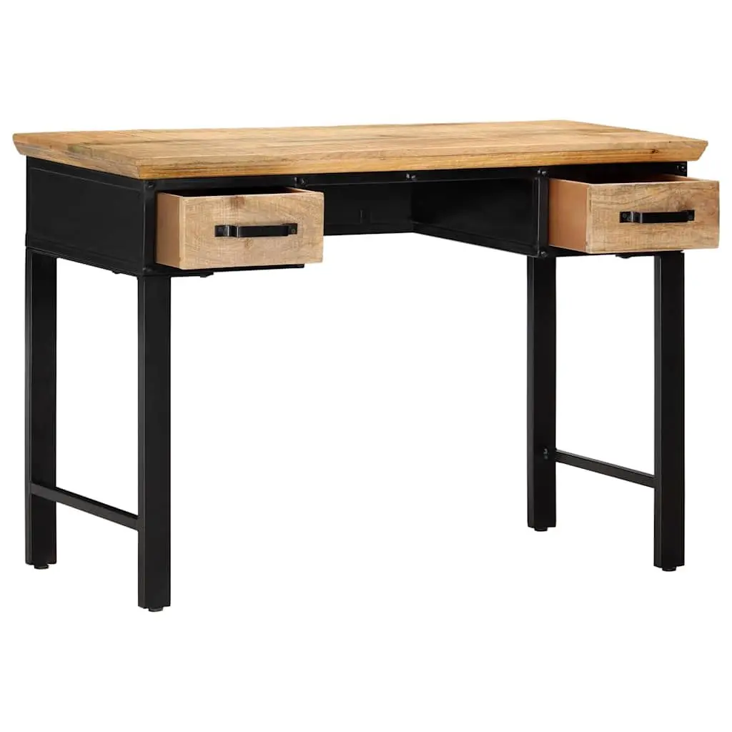 Writing Desk Office Table 110x50x76 cm Brown Solid Wood with 2 Drawers Storage