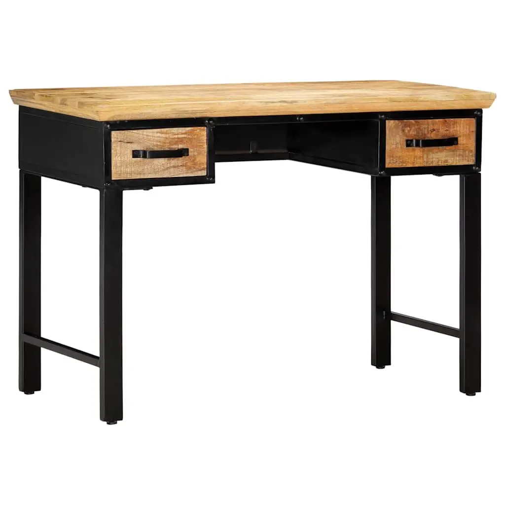 Writing Desk Office Table 110x50x76 cm Brown Solid Wood with 2 Drawers Storage