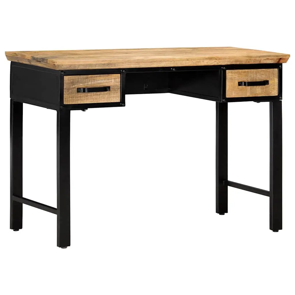 Writing Desk Office Table 110x50x76 cm Brown Solid Wood with 2 Drawers Storage