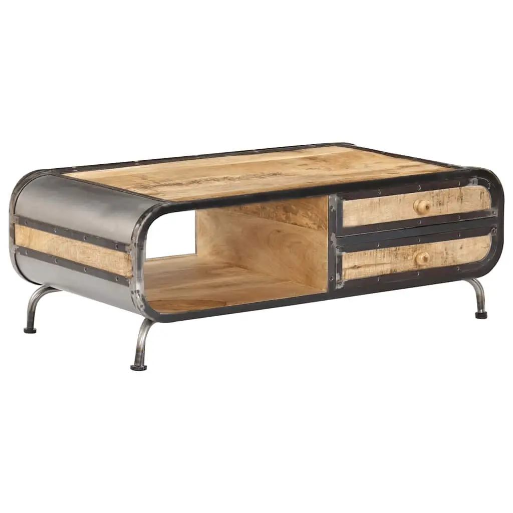 Coffee Table 100x50x35cm Solid Mango Wood Living Room Accent Storage Drawers