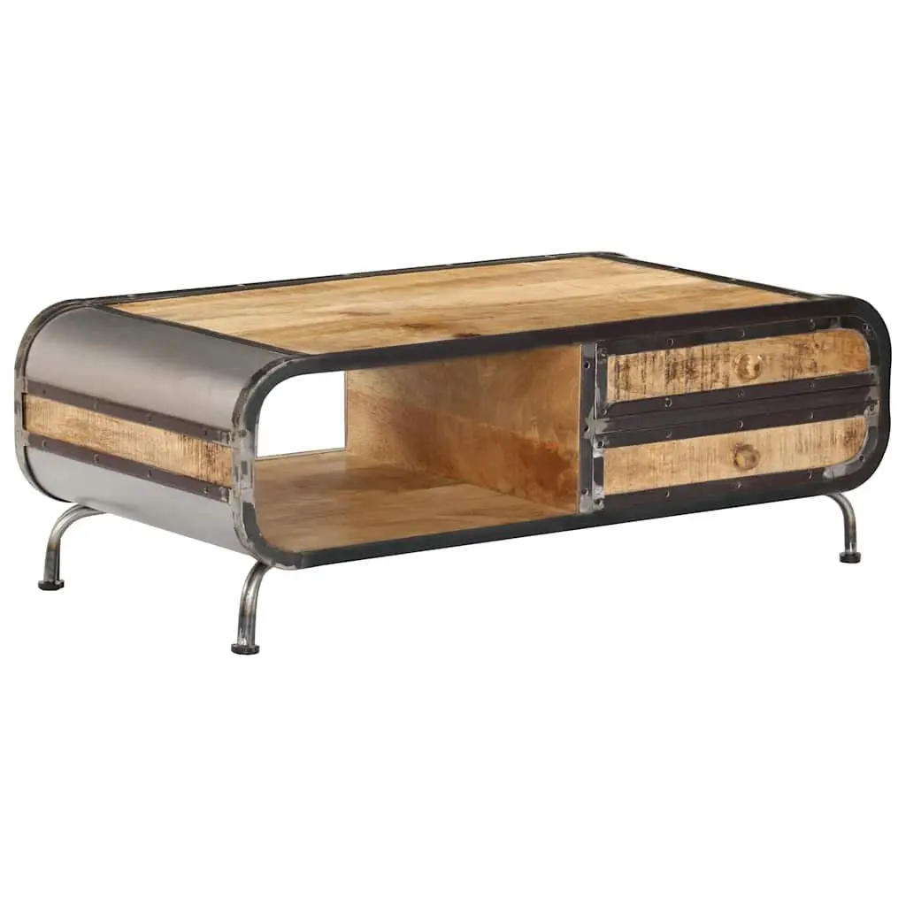 Coffee Table 100x50x35cm Solid Mango Wood Living Room Accent Storage Drawers