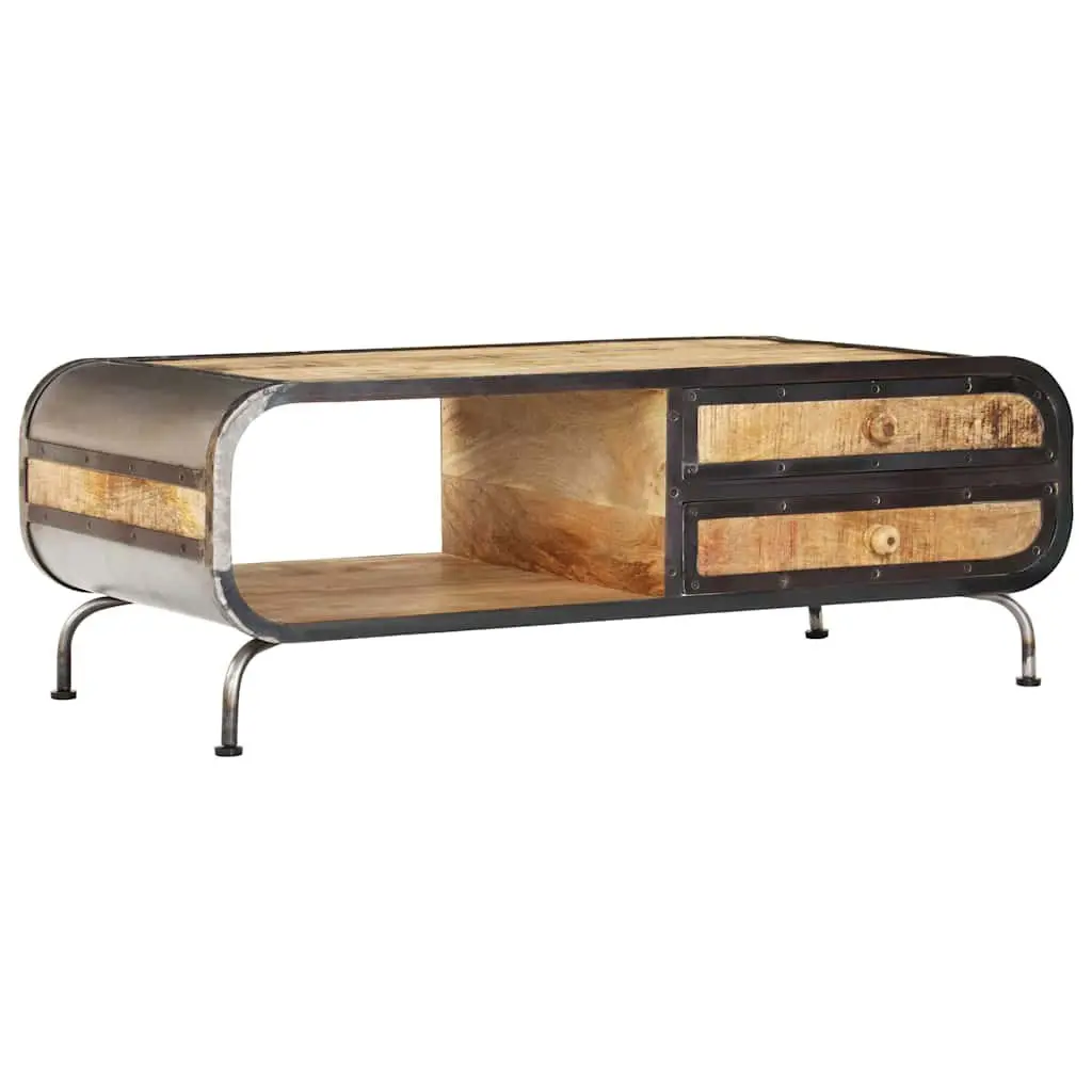 Coffee Table 100x50x35cm Solid Mango Wood Living Room Accent Storage Drawers
