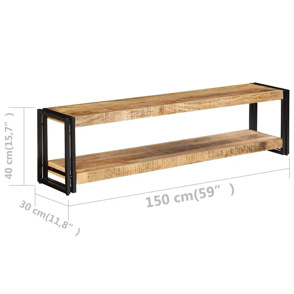 TV Cabinet 150x30x40 cm Solid Mango Wood Brown Vintage Storage Unit Furniture