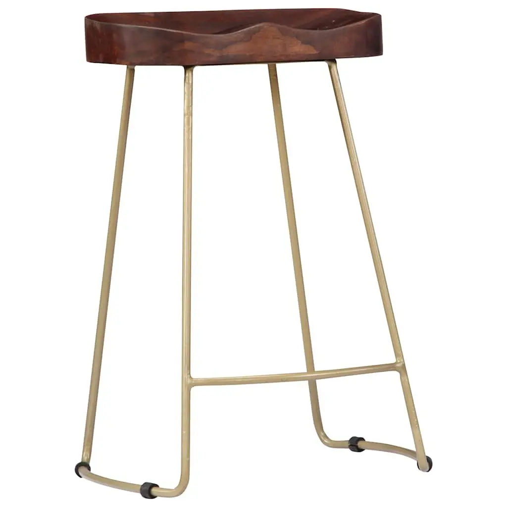 Bar Stools 2 pcs Solid Mango Wood Retro Vintage Kitchen Counter Dining Chair Set