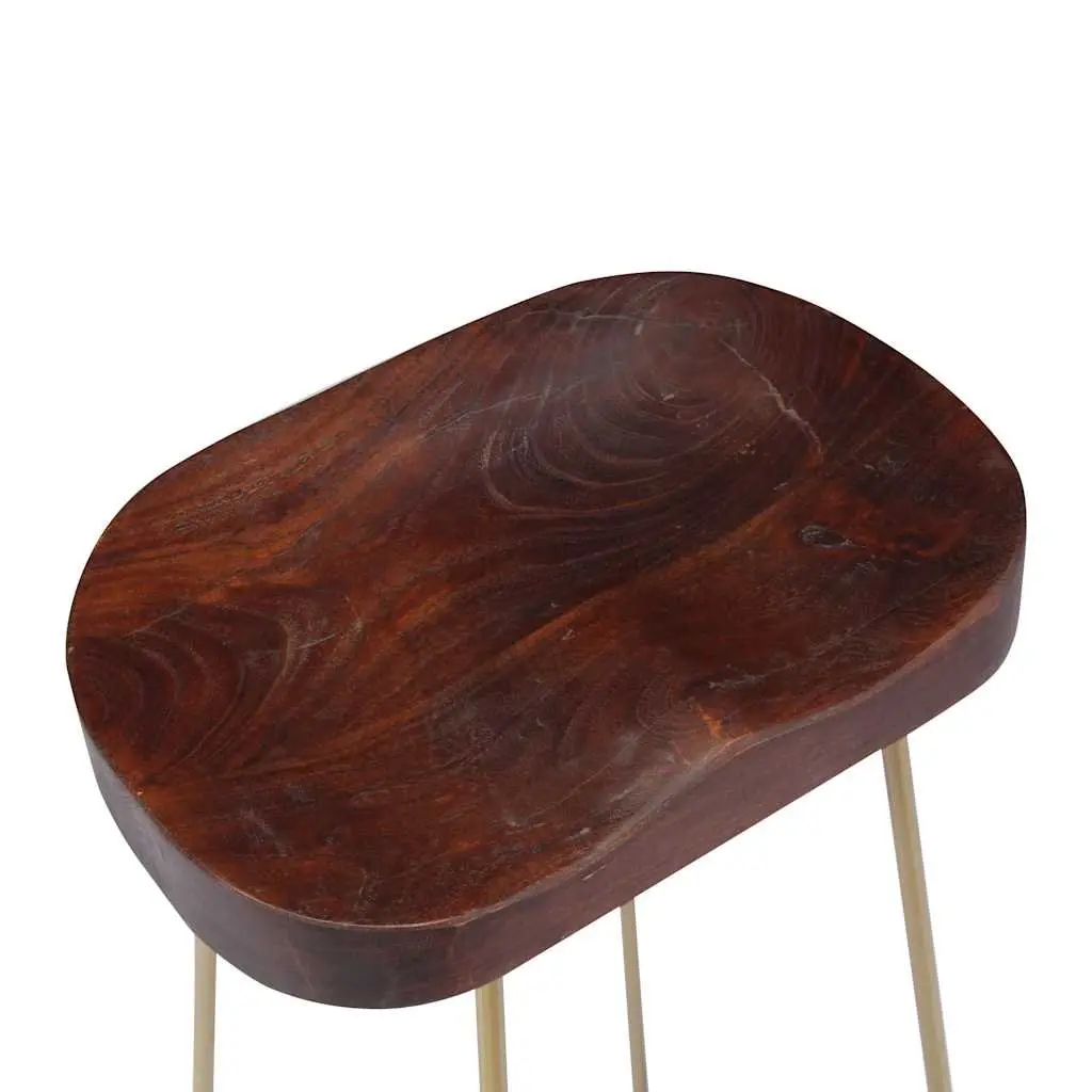 Bar Stools 2 pcs Solid Mango Wood Retro Vintage Kitchen Counter Dining Chair Set