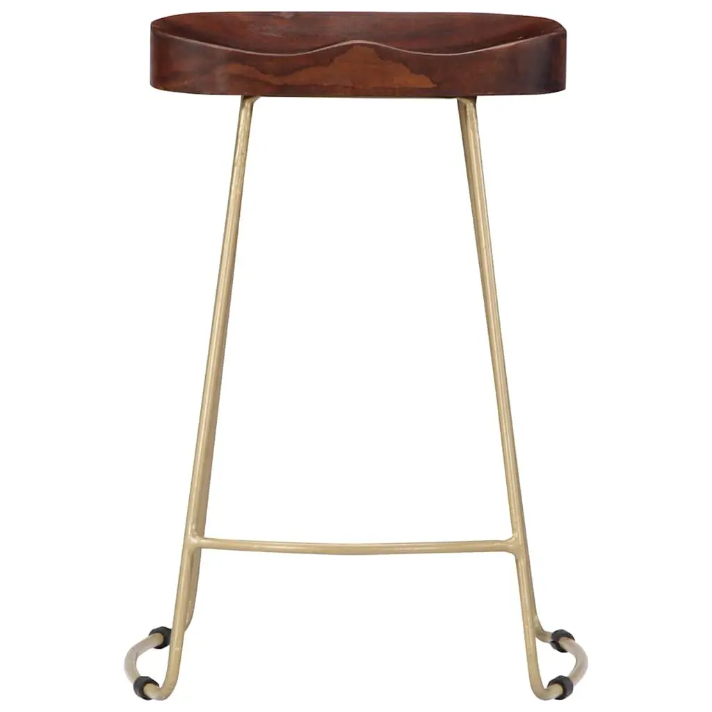 Bar Stools 2 pcs Solid Mango Wood Retro Vintage Kitchen Counter Dining Chair Set
