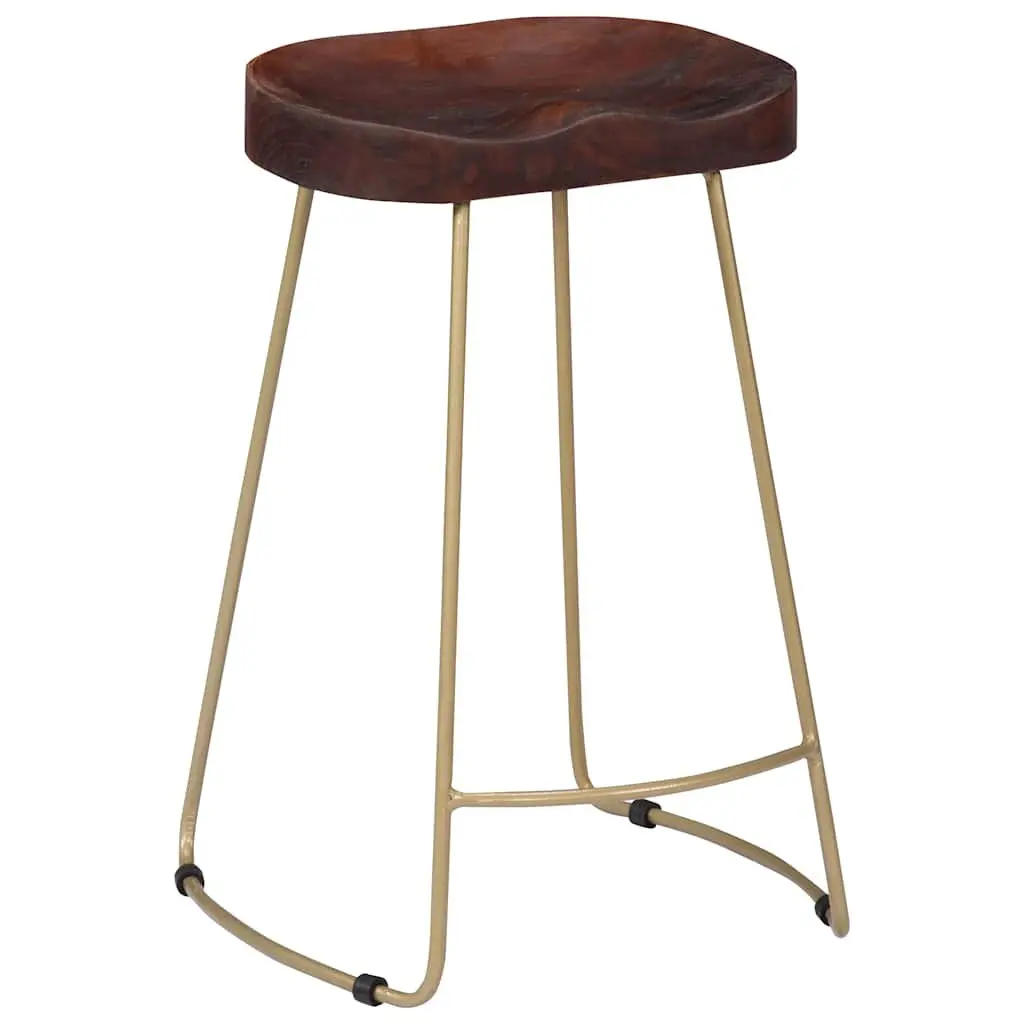Bar Stools 2 pcs Solid Mango Wood Retro Vintage Kitchen Counter Dining Chair Set