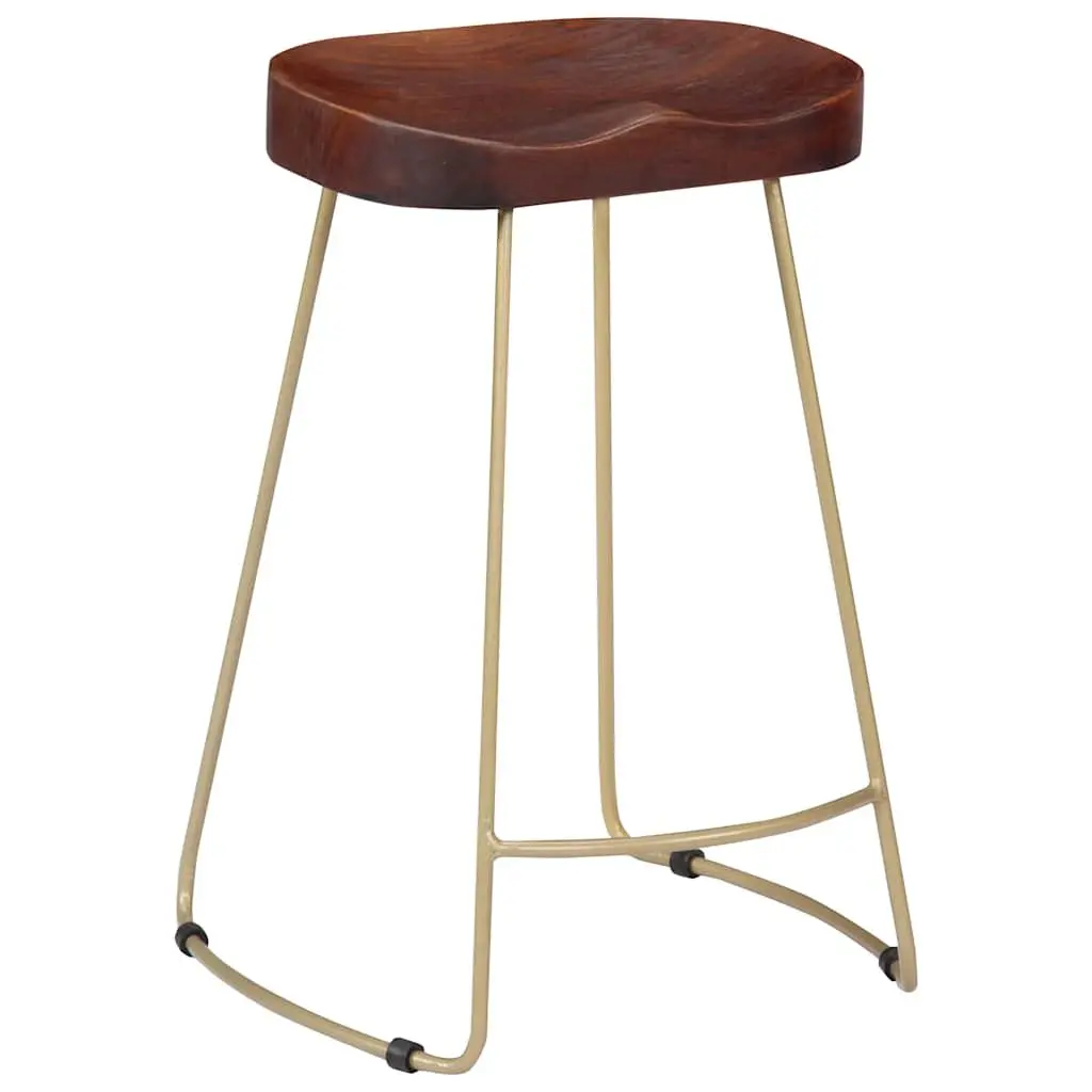 Bar Stools 2 pcs Solid Mango Wood Retro Vintage Kitchen Counter Dining Chair Set