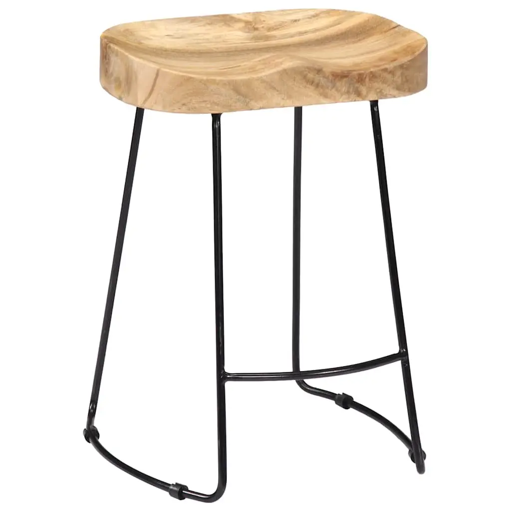 Bar Stools 2 pcs Solid Mango Wood Brown Retro Vintage Industrial Pub Chair