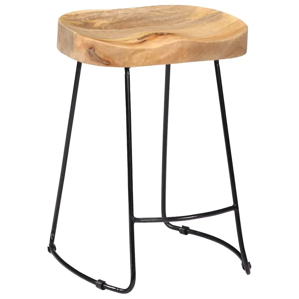 Bar Stools 2 pcs Solid Mango Wood Brown Retro Vintage Industrial Pub Chair