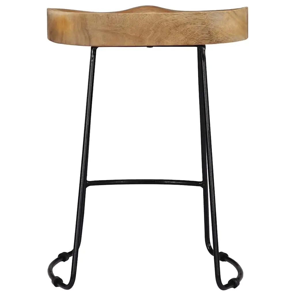 Bar Stools 2 pcs Solid Mango Wood Brown Retro Vintage Industrial Pub Chair