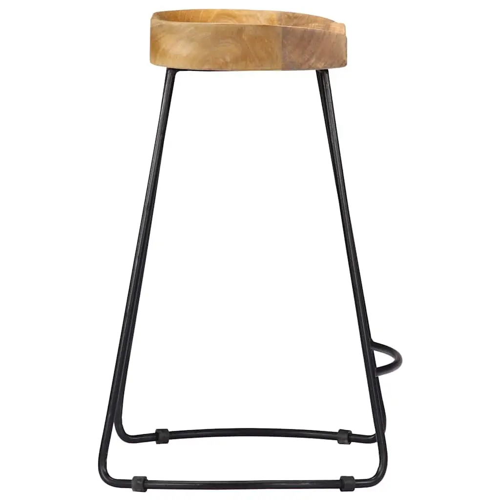 Bar Stools 2 pcs Solid Mango Wood Retro Vintage Kitchen Counter Dining Chair