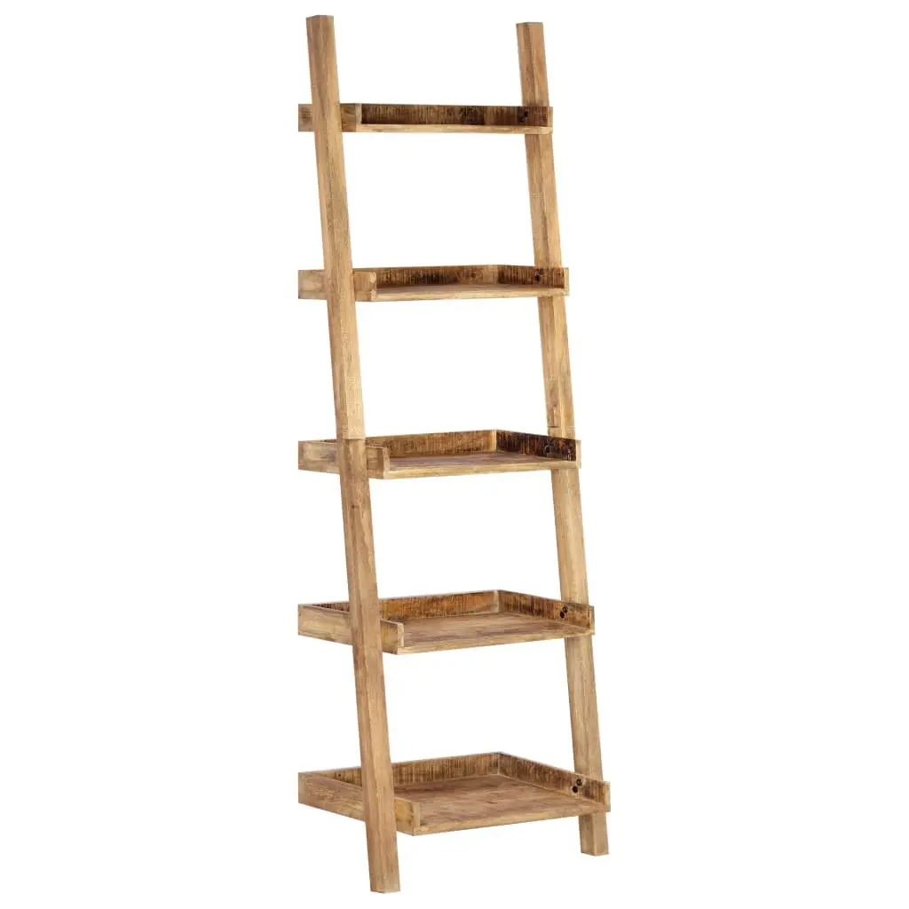 Ladder Shelf 5-Tier Brown Standing Bookcase Storage Shelving Display Rack