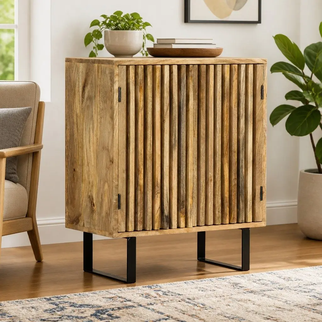 Sideboard Storage Cabinet 60x35x75 cm Brown Solid Mango Wood 2 Door