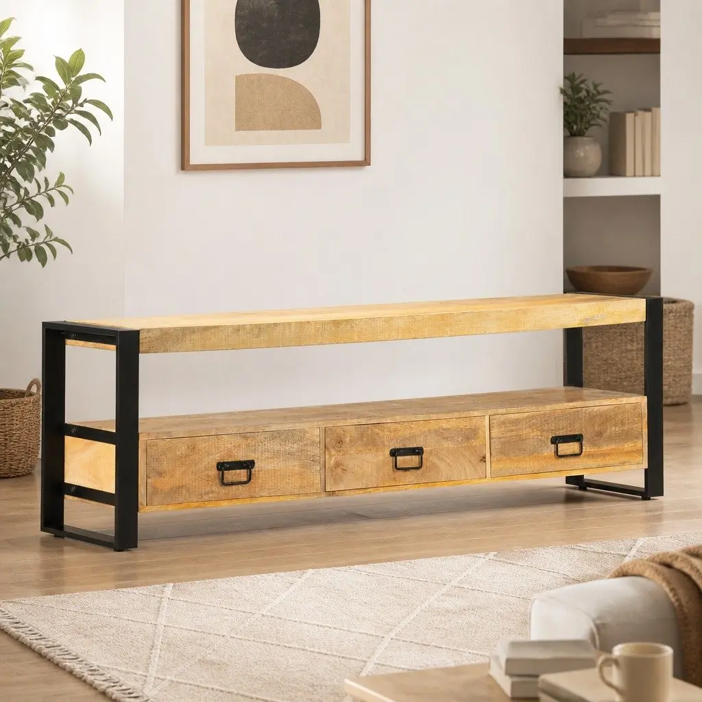Rustic Lowboard TV Cabinet Solid Wood Storage 150x30x45 cm Brown