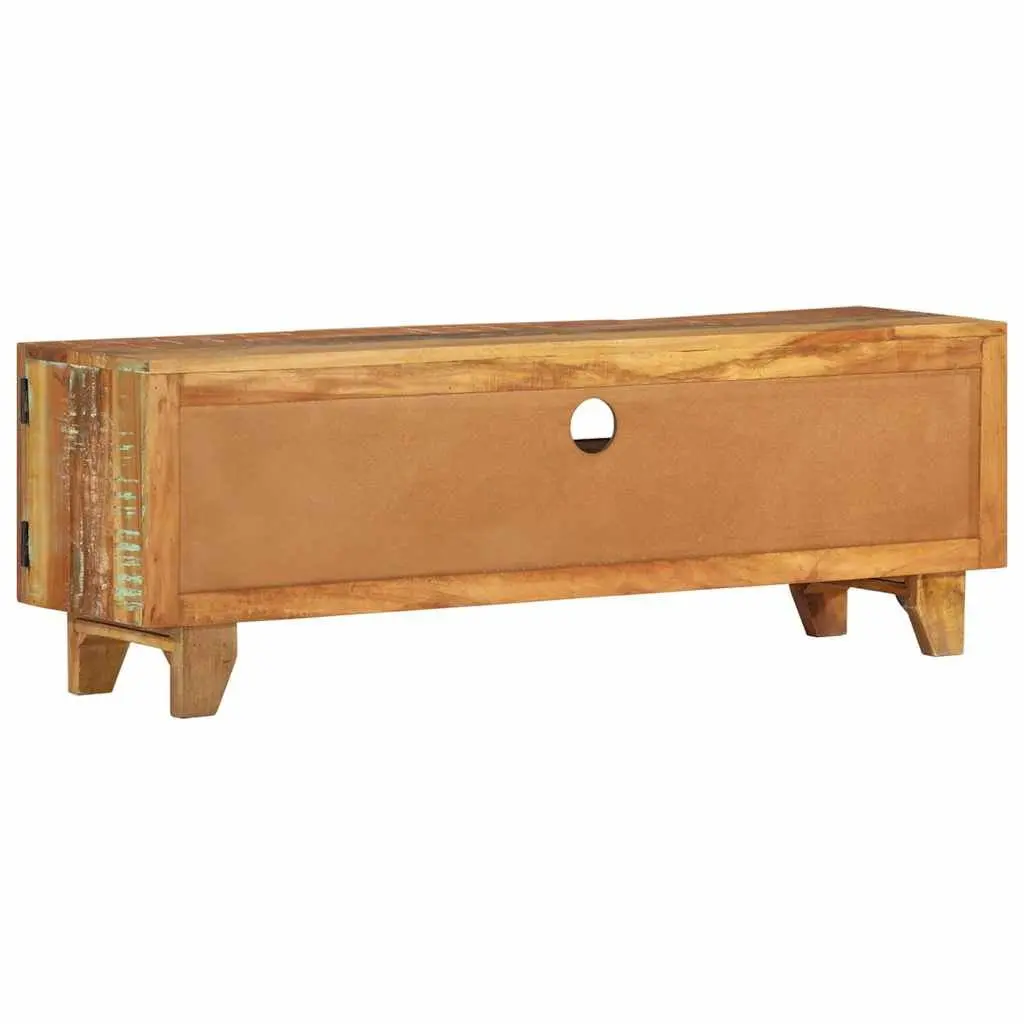 TV Cabinet Solid Reclaimed Wood Hand Carved Doors Drawer Storage 120x30x40 cm Brown