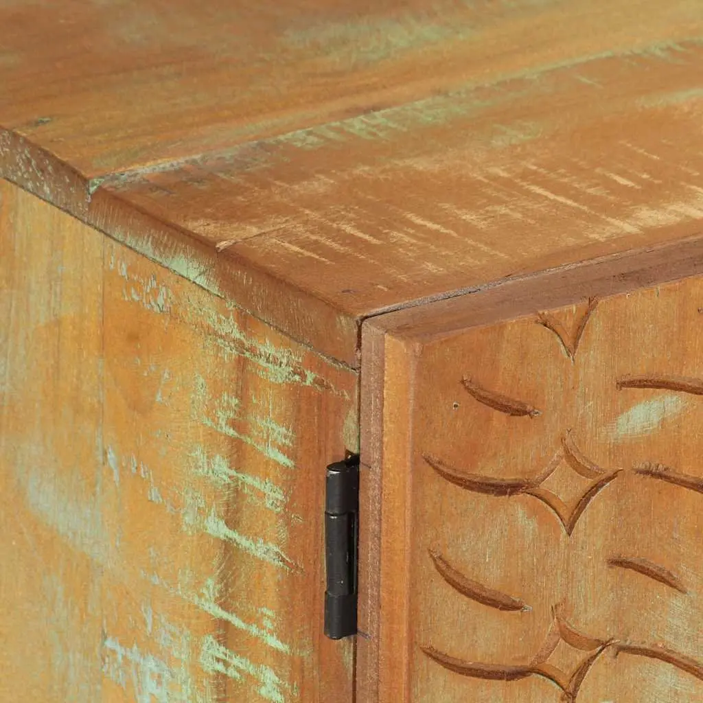TV Cabinet Solid Reclaimed Wood Hand Carved Doors Drawer Storage 120x30x40 cm Brown