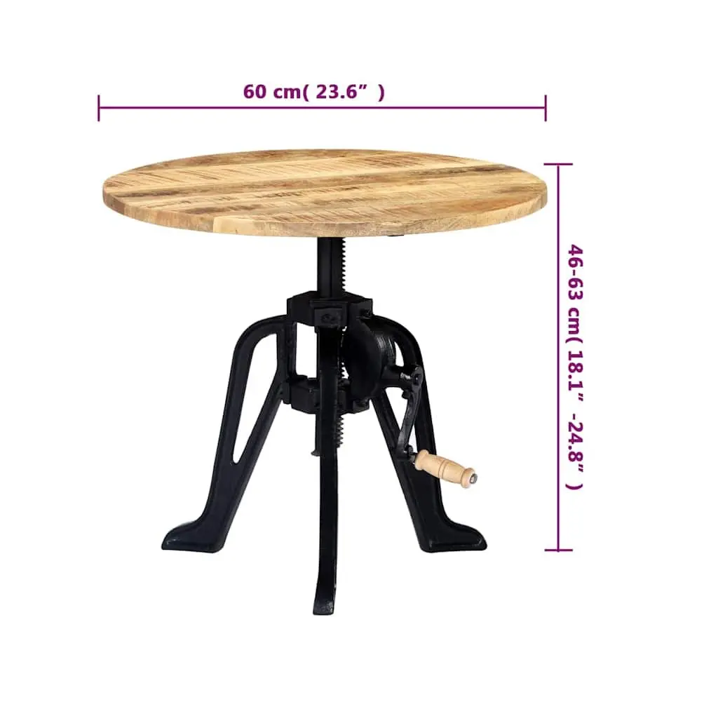 Adjustable Height Side Table with Mango Wood